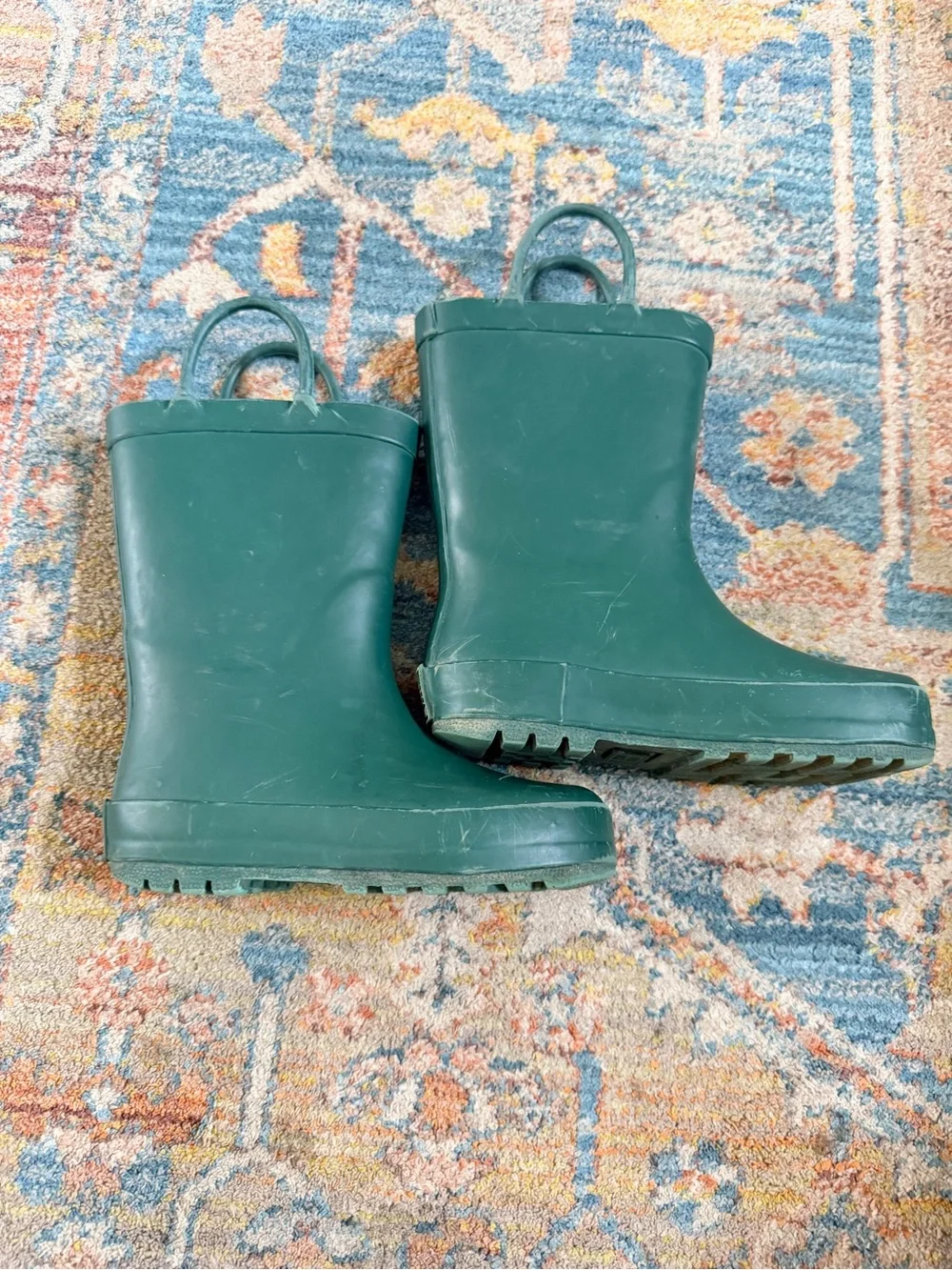 Lone Cone Rain Boots Kids Size 8 Hunter Green Rubber Pull On Waterproof Toddler
